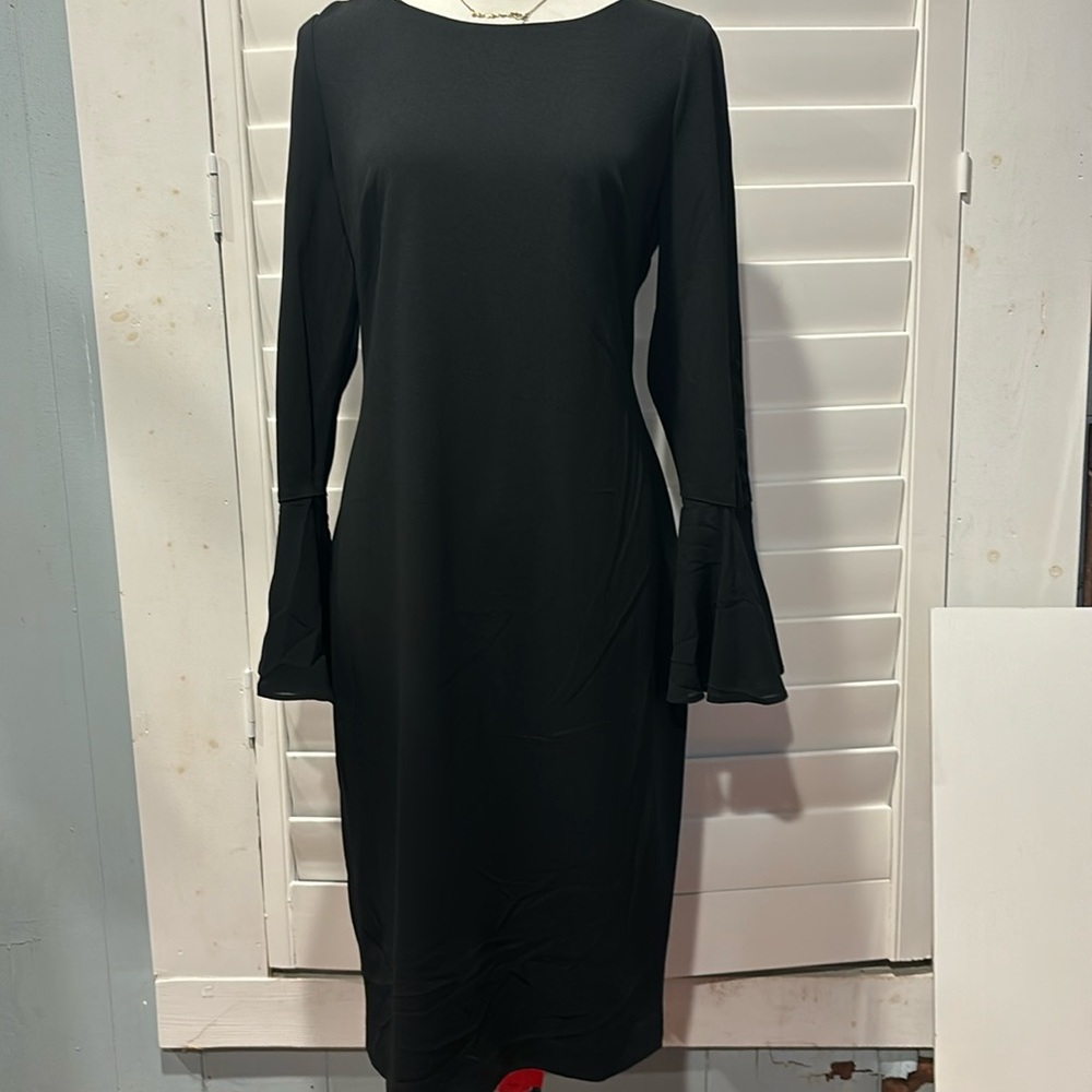 Calvin Klein black dress size 12, long sleeve wide cuffs